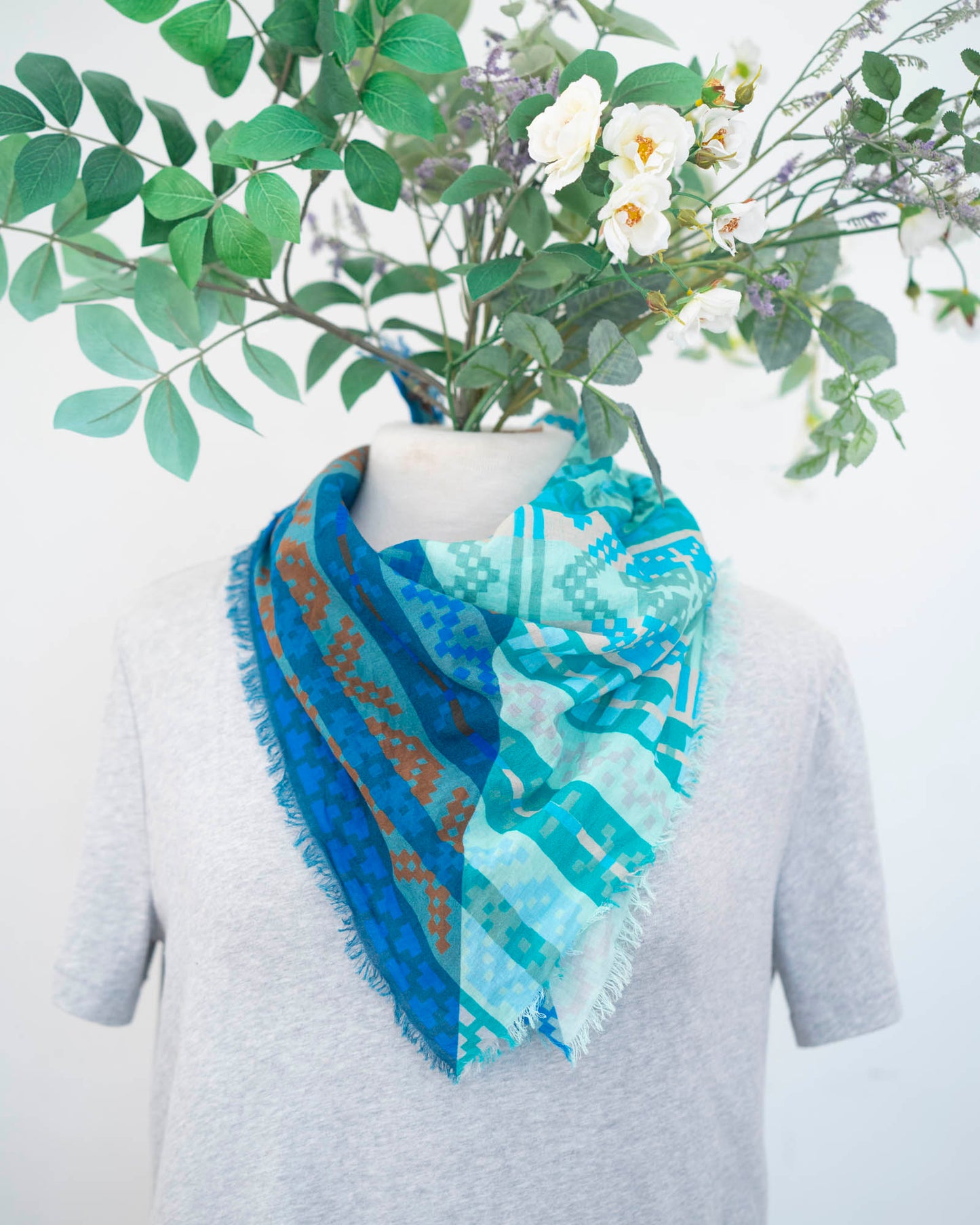 Winter Cotton Scarf - Fair Isle