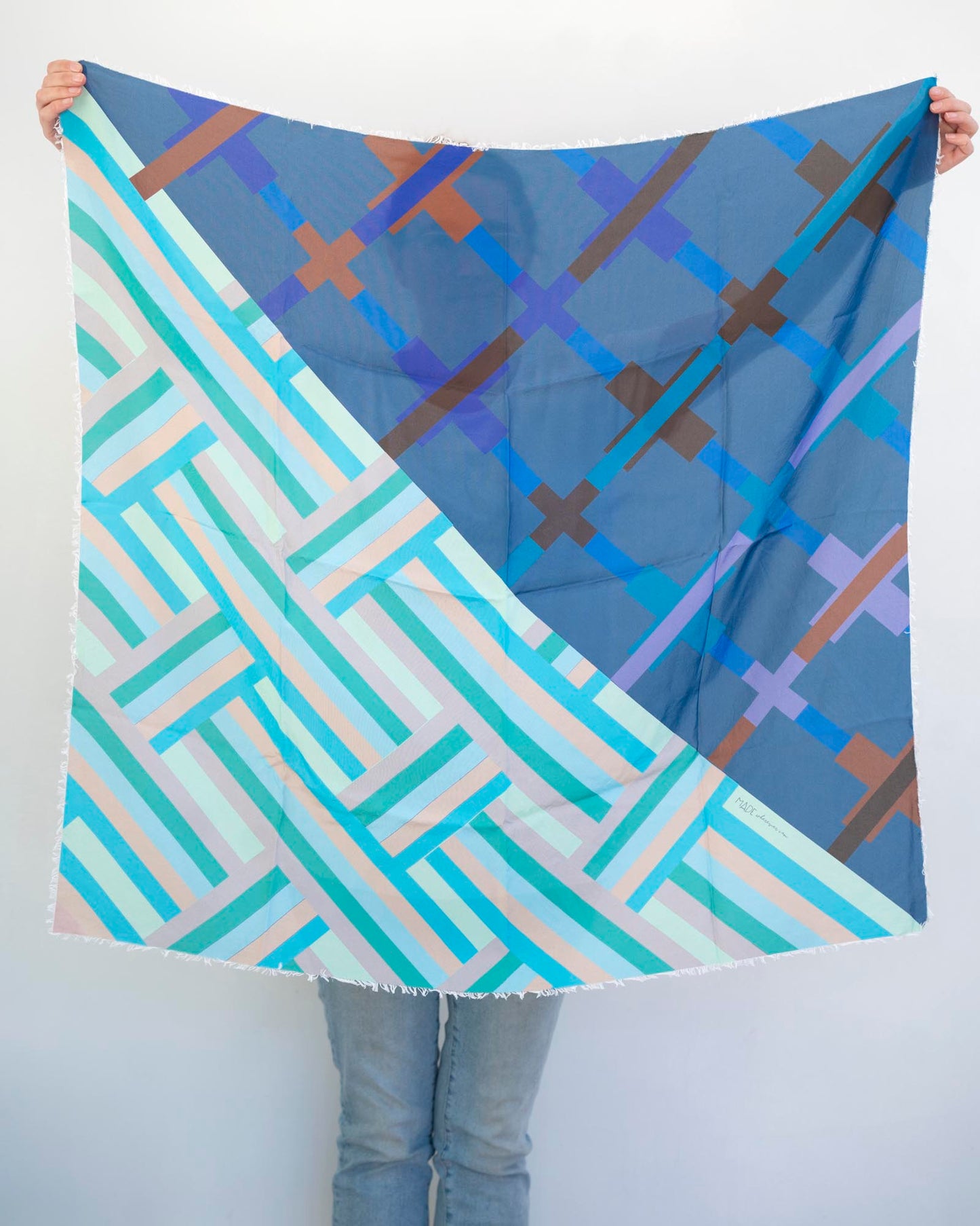 Winter on the Coast Silk Wild Rag Scarf - Crossed