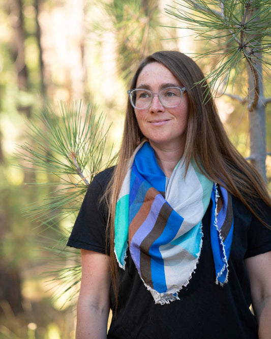 Winter on the Coast Silk Wild Rag Scarf - Diamonds