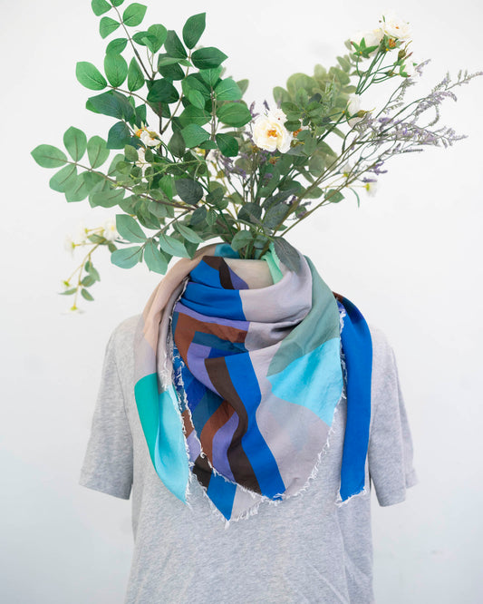 Winter on the Coast Silk Wild Rag Scarf - Diamonds