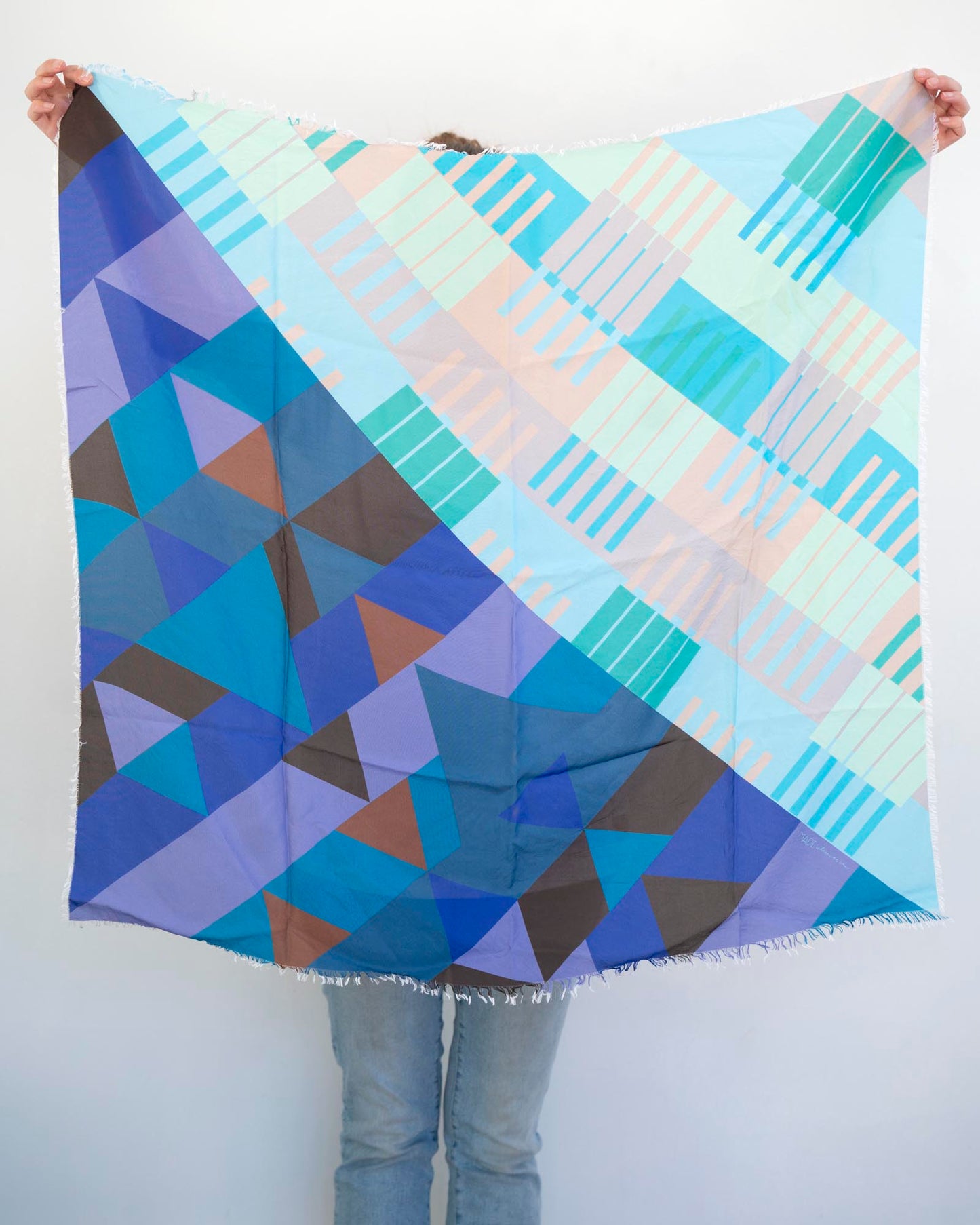 Winter on the Coast Silk Wild Rag Scarf - Shapes