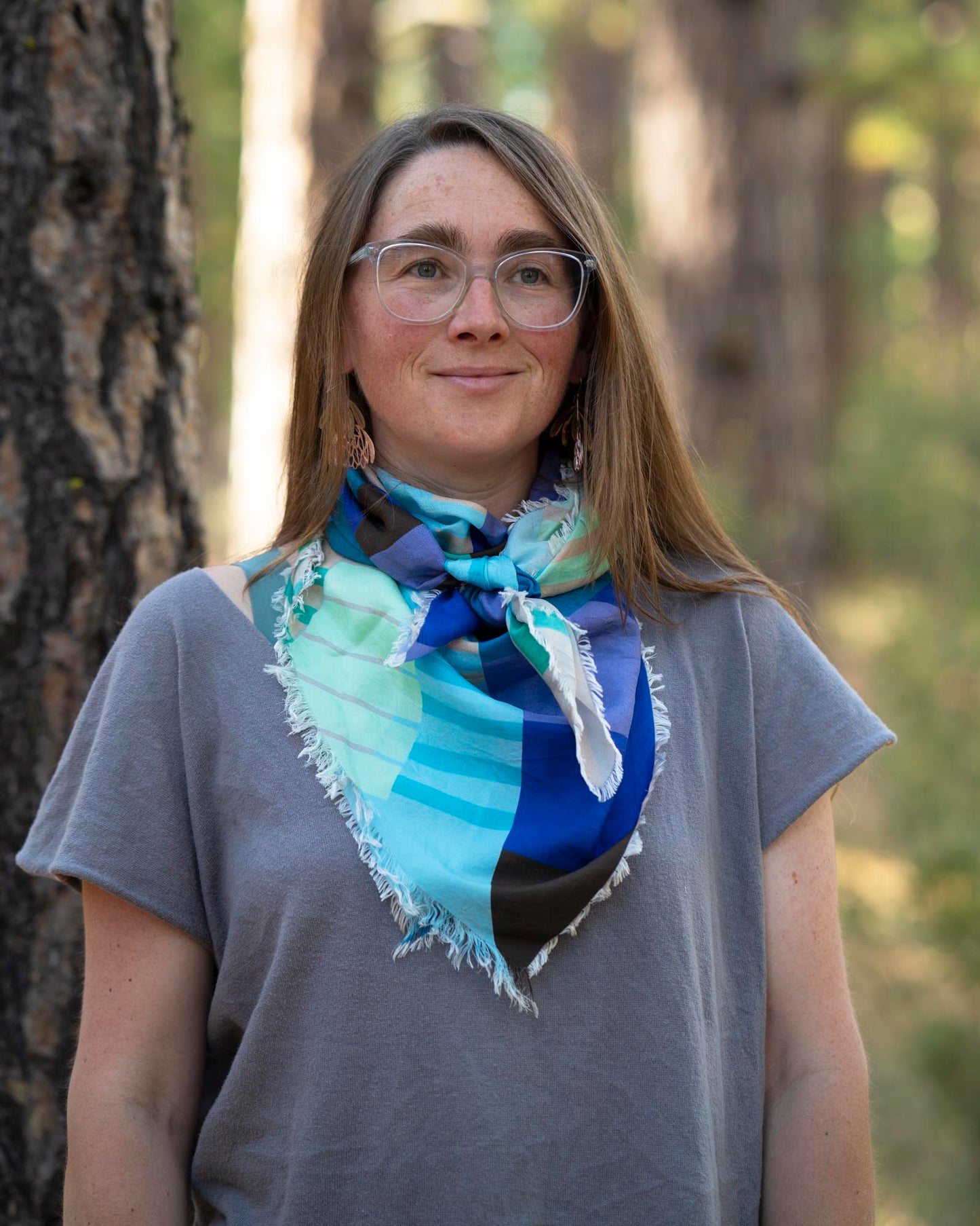 Winter on the Coast Silk Wild Rag Scarf - Shapes