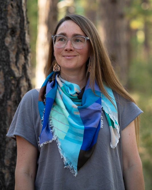 Winter on the Coast Silk Wild Rag Scarf - Shapes