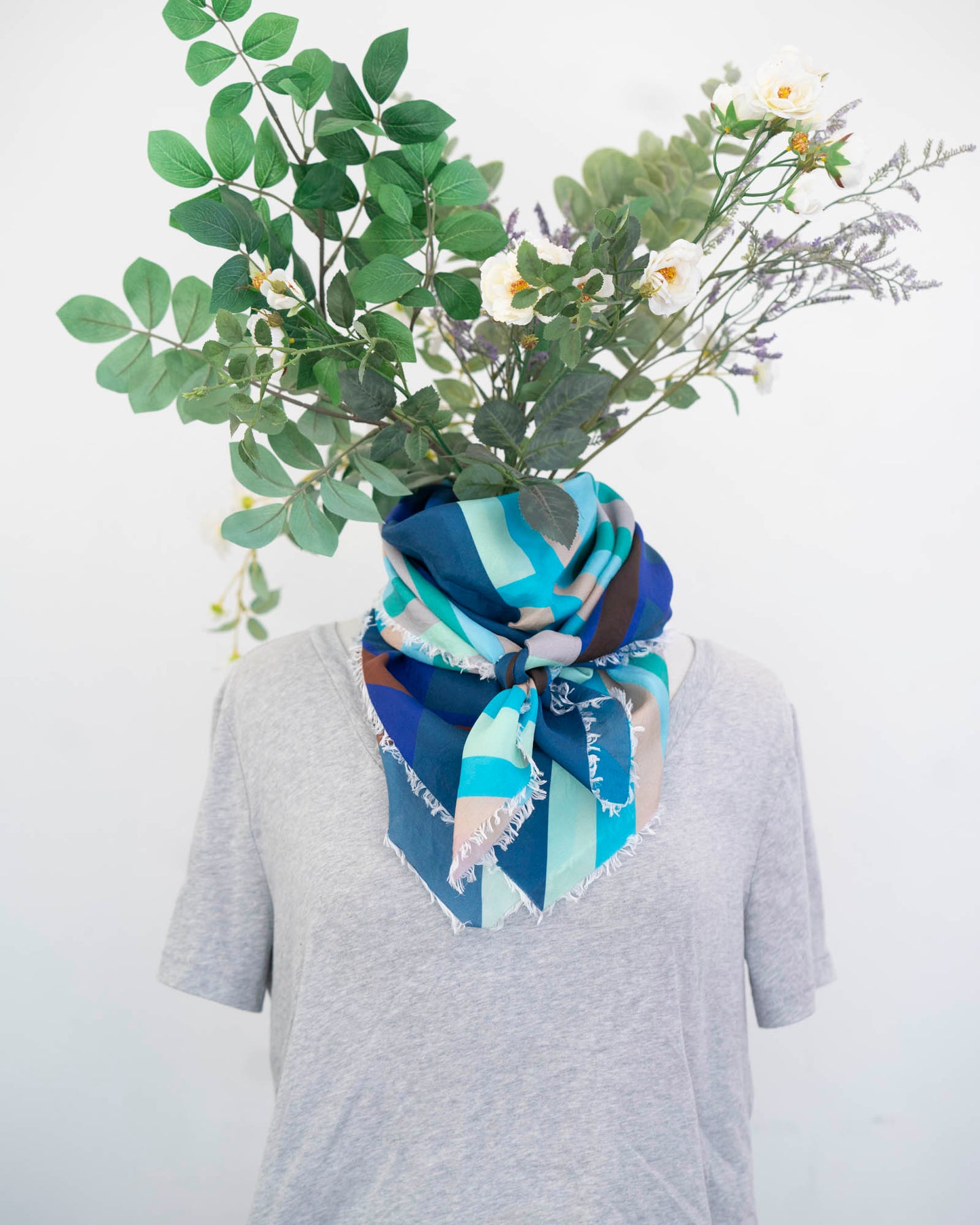 Winter on the Coast Silk Wild Rag Scarf - Shapes