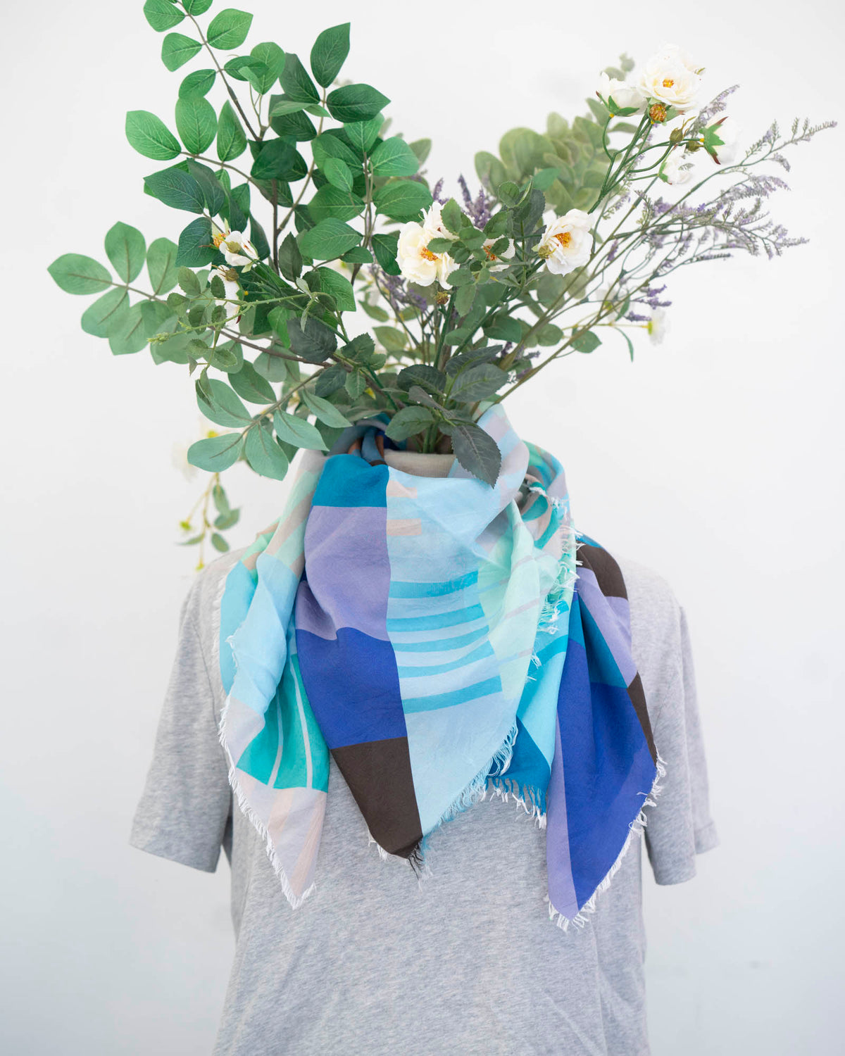 Winter on the Coast Silk Wild Rag Scarf - Shapes