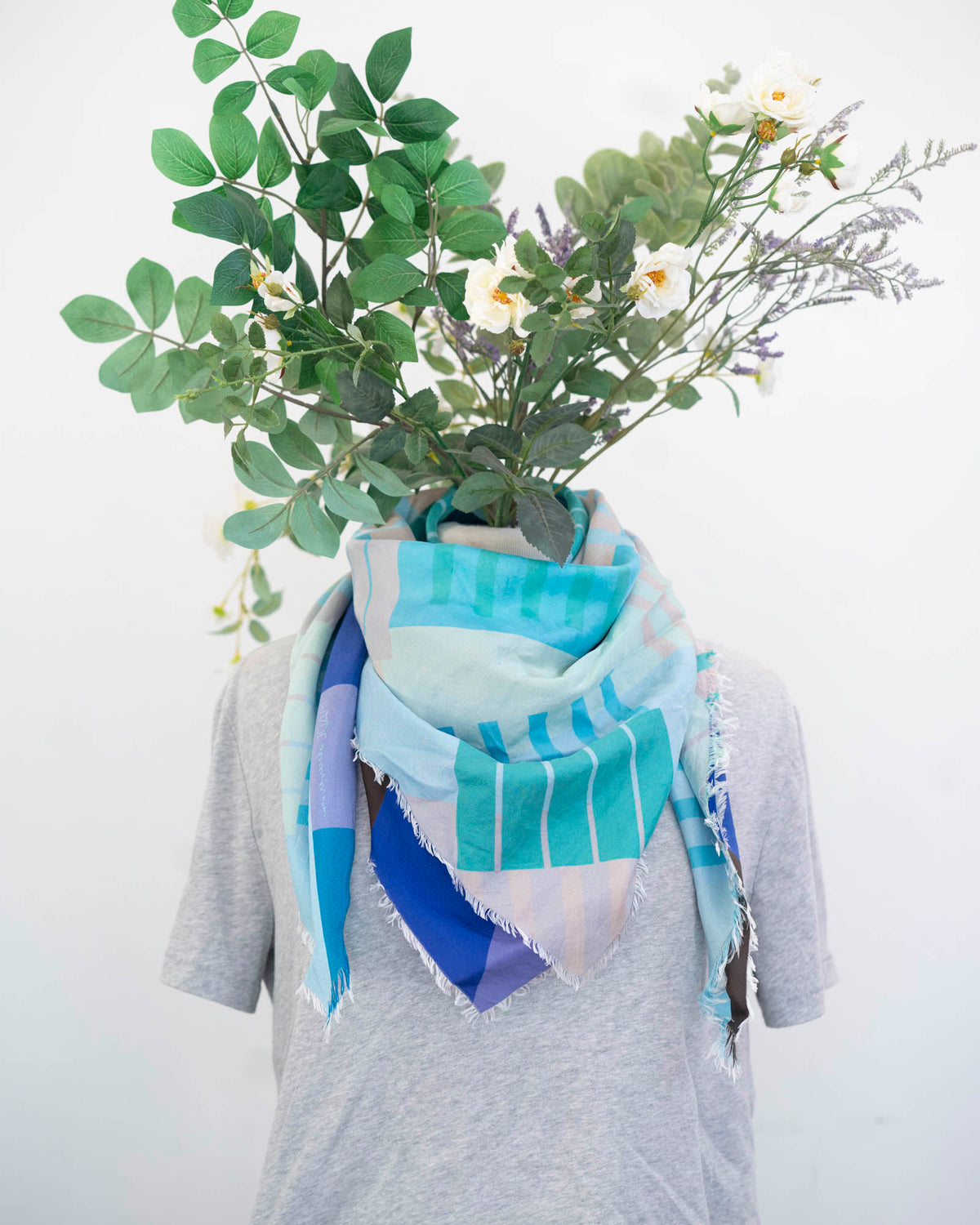 Winter on the Coast Silk Wild Rag Scarf - Shapes