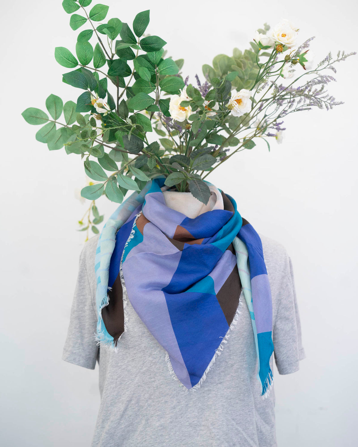 Winter on the Coast Silk Wild Rag Scarf - Shapes