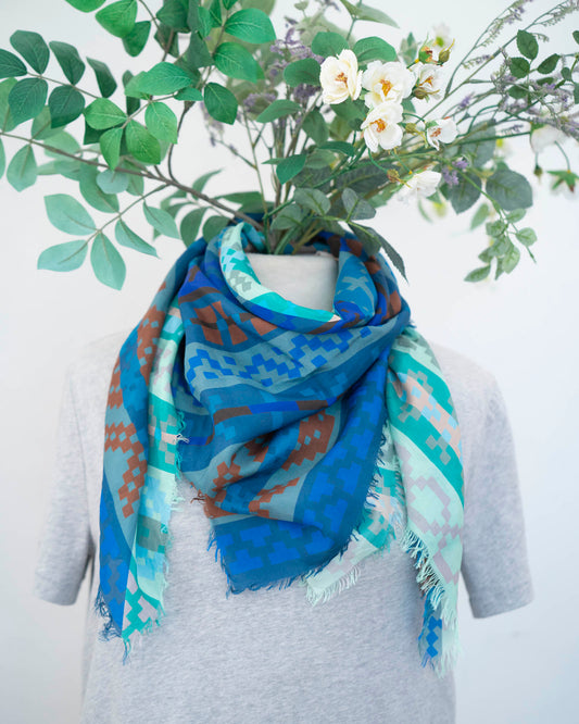 Winter on the Coast Silk Wild Rag Scarf - Fair Isle