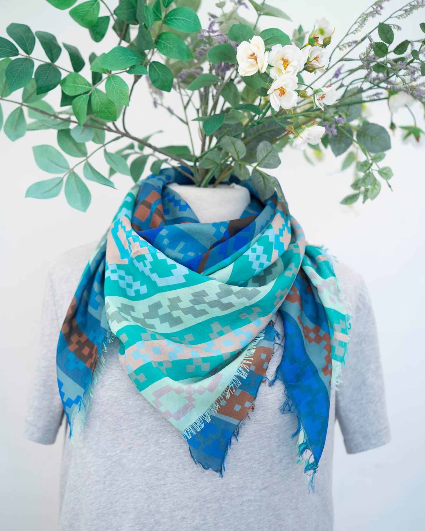 Winter on the Coast Silk Wild Rag Scarf - Fair Isle