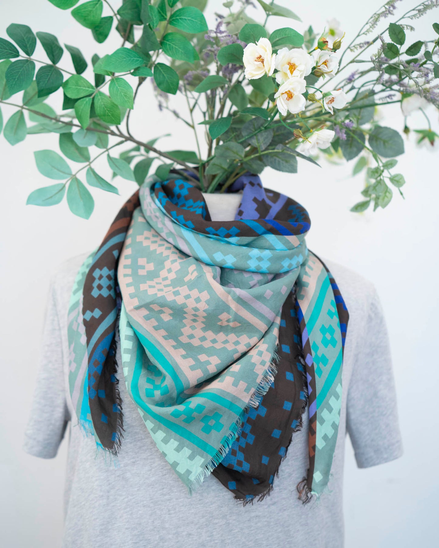 Winter on the Coast Silk Wild Rag Scarf - Norwegian