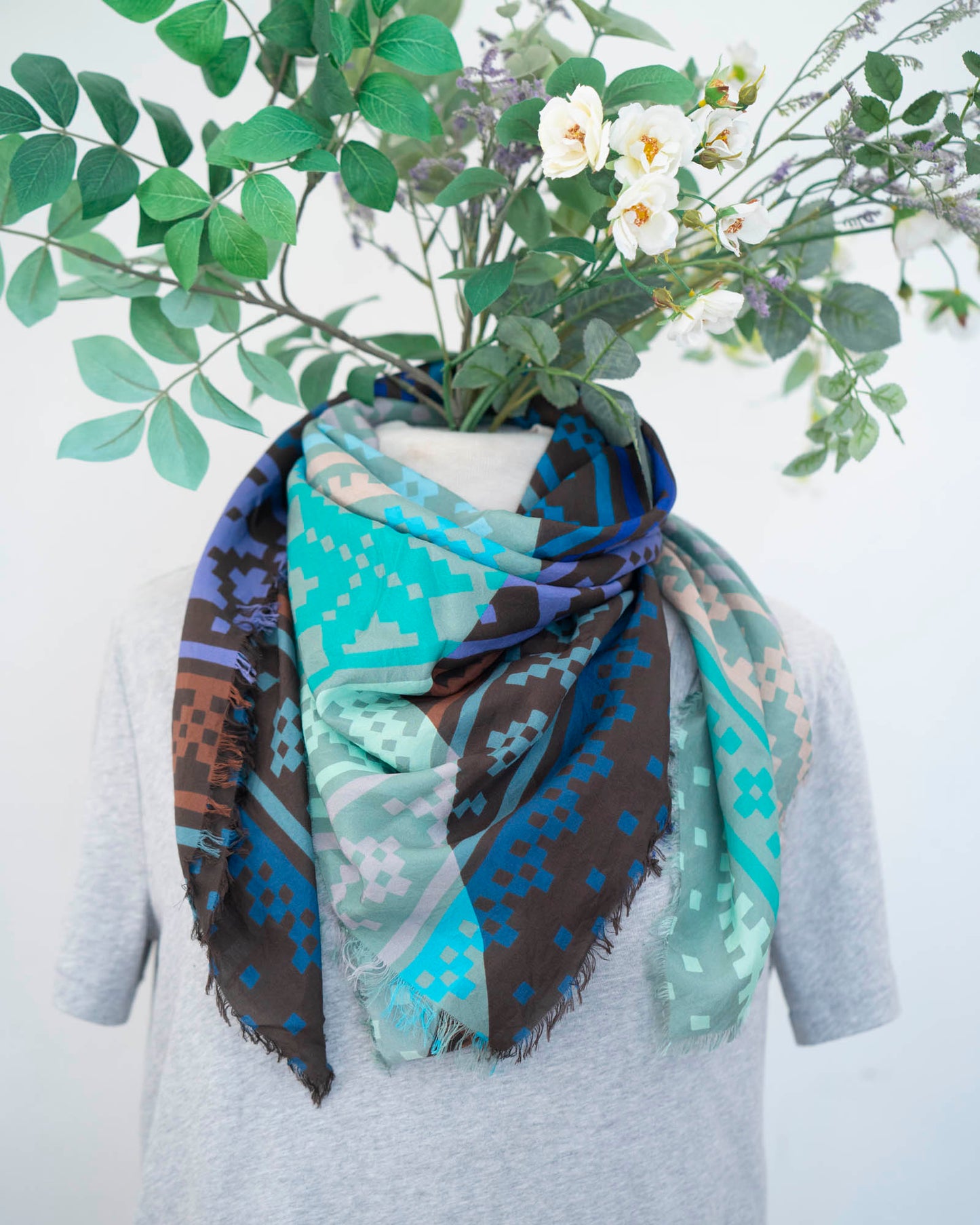 Winter on the Coast Silk Wild Rag Scarf - Norwegian