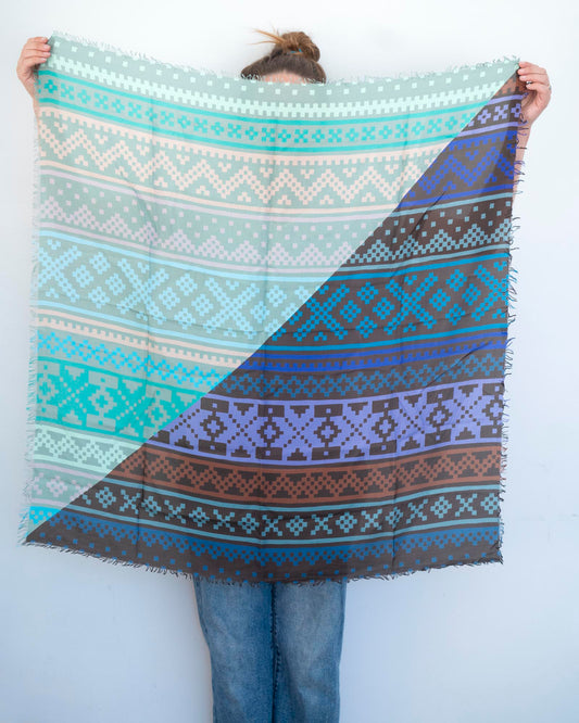 Winter on the Coast Silk Wild Rag Scarf - Norwegian