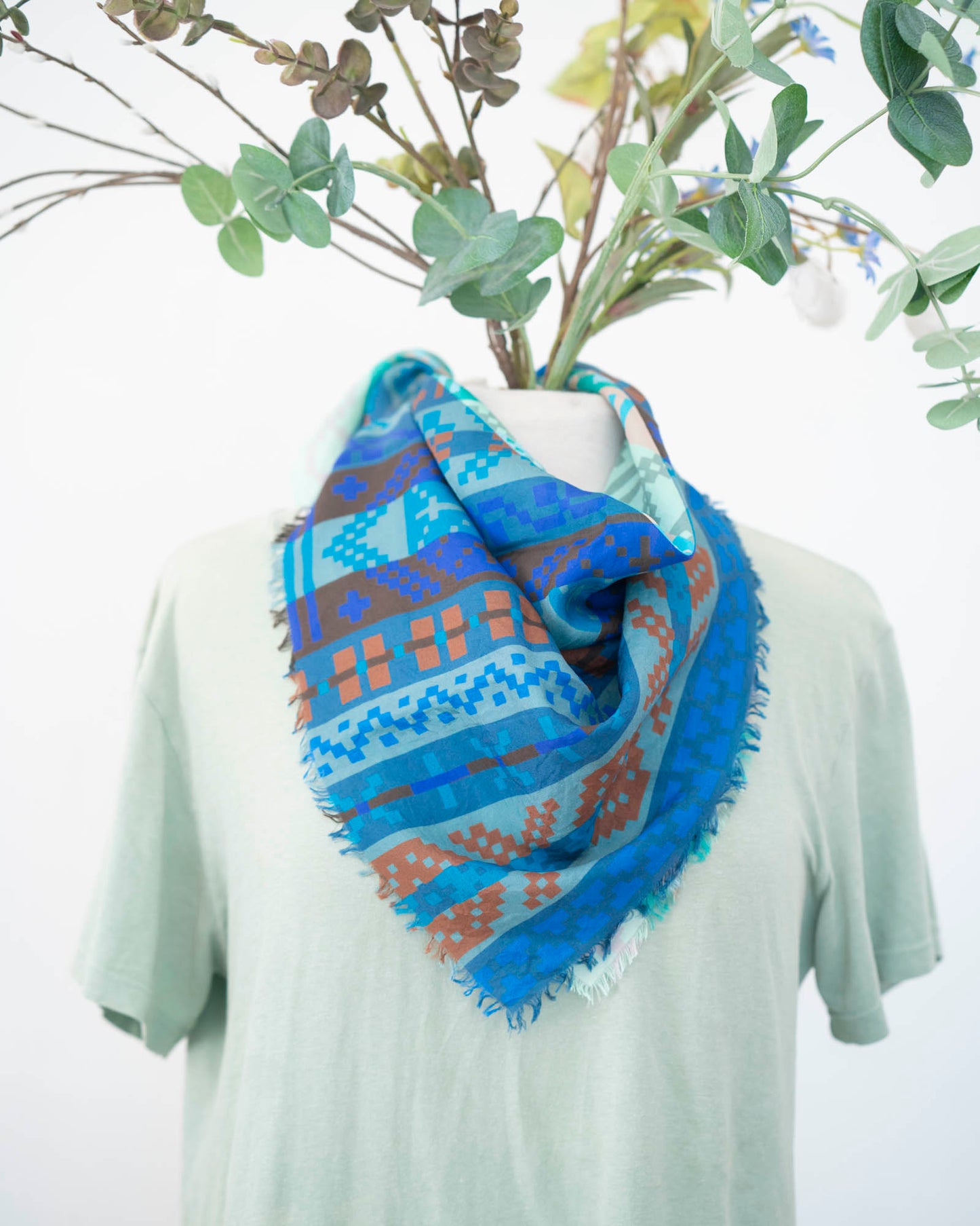Winter on the Coast Silk Bandana Scarf - Fair Isle