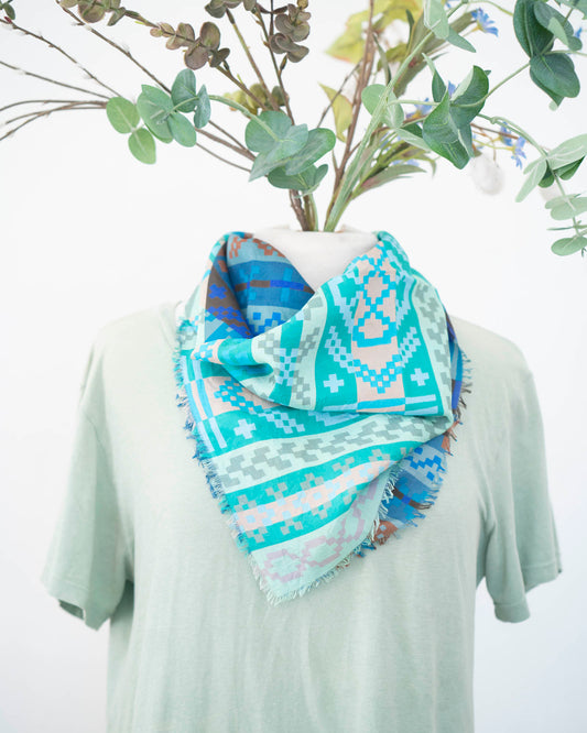 Winter on the Coast Silk Bandana Scarf - Fair Isle