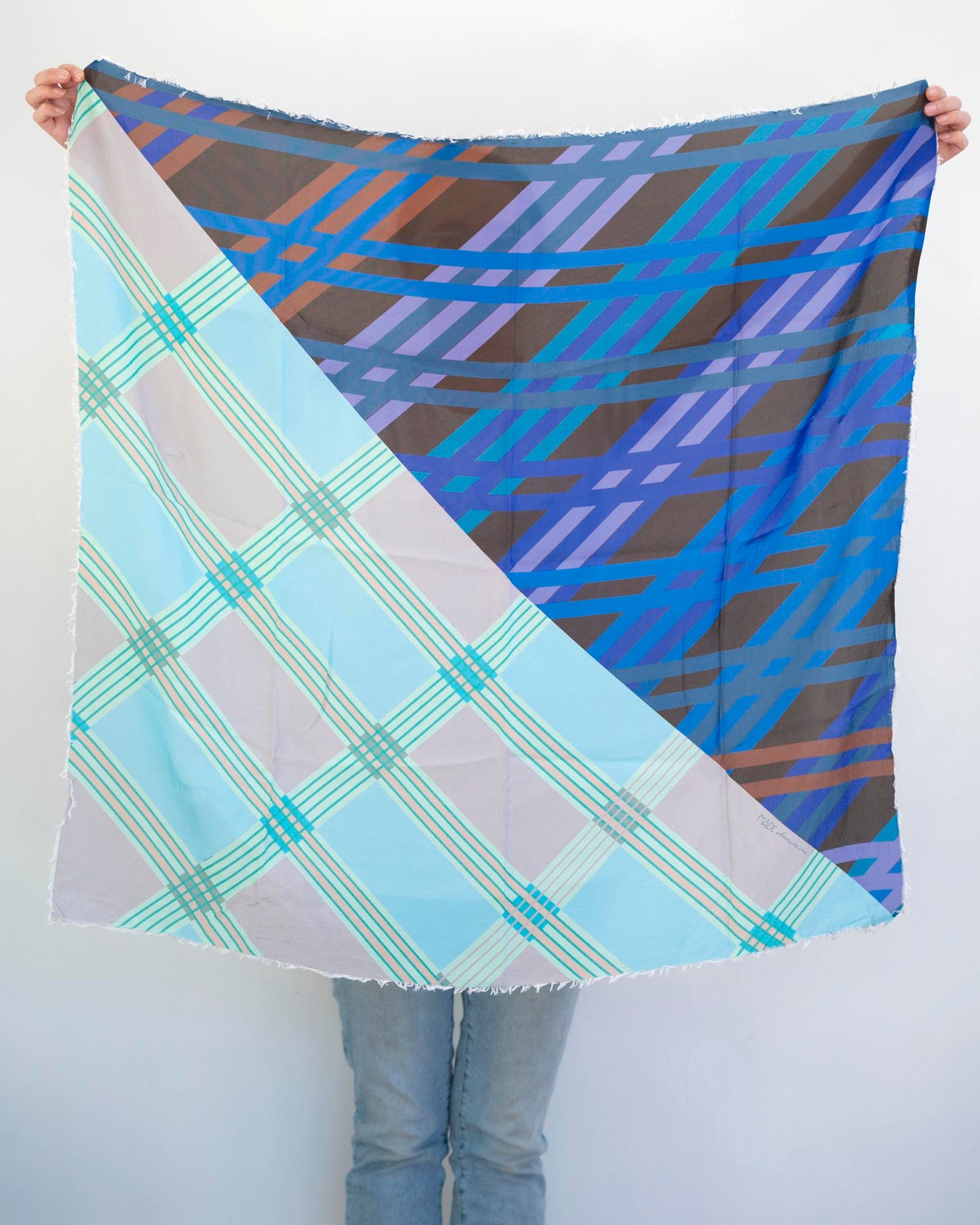 Winter on the Coast Silk Wild Rag Scarf - Stripes
