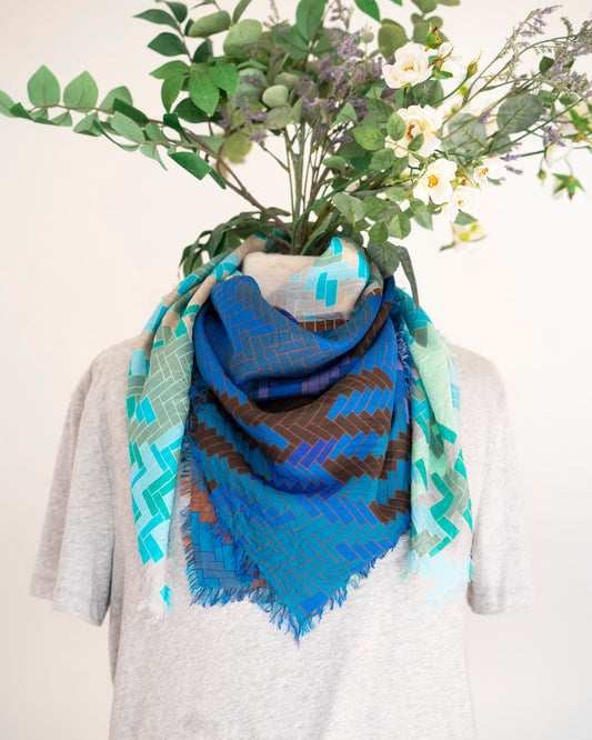 Winter on the Coast Silk Wild Rag Scarf - Tartan & Tweed