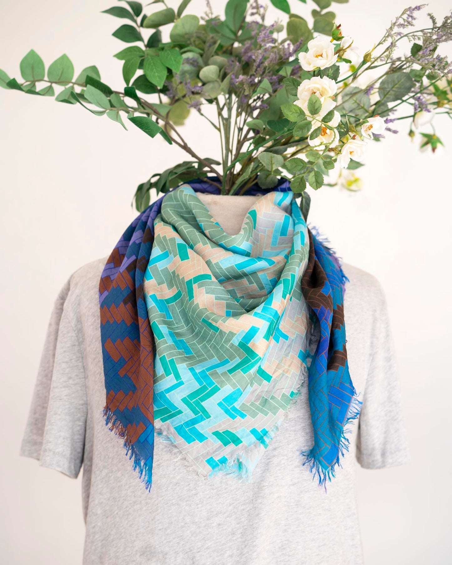 Winter on the Coast Silk Wild Rag Scarf - Tartan & Tweed