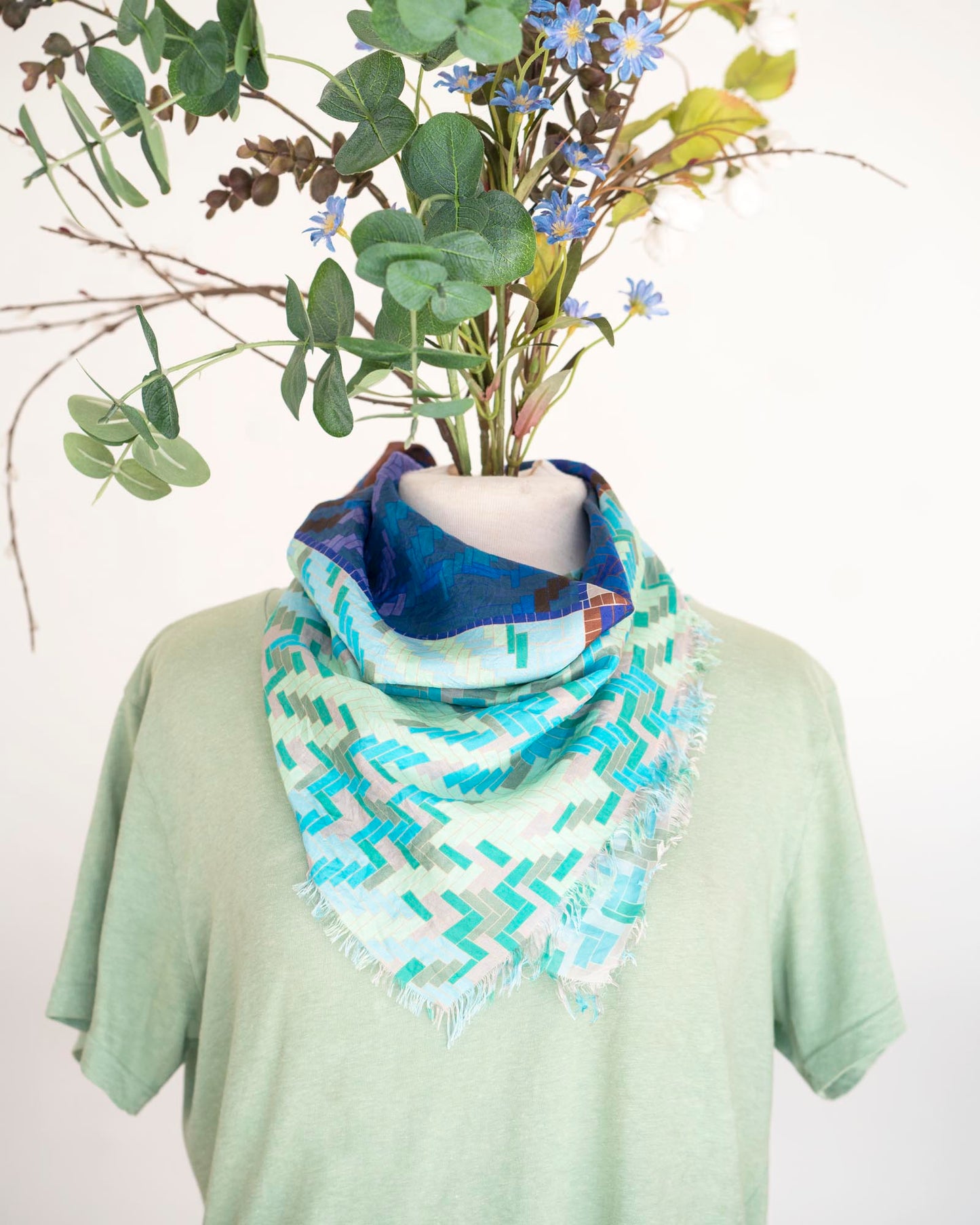 Winter on the Coast Silk Bandana Scarf - Tartan & Tweed