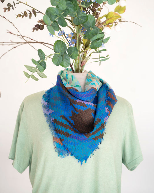 Winter on the Coast Silk Bandana Scarf - Tartan & Tweed